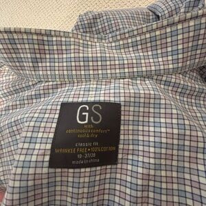 GS Men's Wrinkle-Free Plaid Shirt - Blue and White